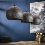 Hanglamp Punch Bol | 3 lichts | zwart / bruin | Ø 25 cm | eettafel lamp