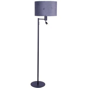 Zwarte vloerlamp met velours kap midden grijs 40 cm