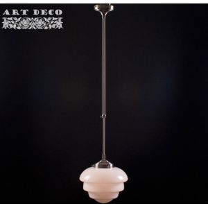 Art Deco hanglamp 'Oxford' staal pendel lang glas 25cm