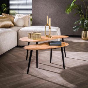 Salontafel set van 2 | niervormig / organisch | Massief acacia