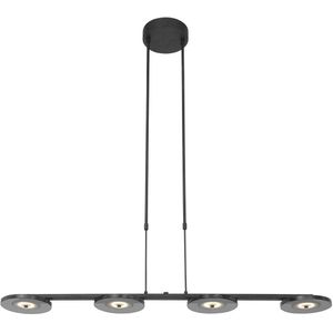 Hanglamp turnound | 4 lichts | 120x16 cm | smoke & zwart