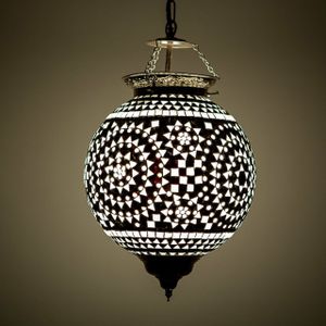 Oosterse mozaïek hanglamp Indian Design zwart-wit Ø25cm
