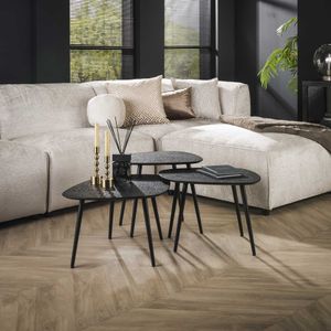 Salontafel set van 3 vierhoekig | Metallic | grijs | 62x51x36 cm