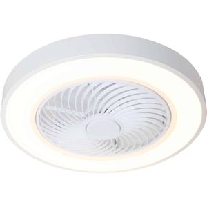Witte plafondlamp Fiato met ventilator | 6 draaisnelheden | 3 lichtsterkten | Ø 50cm