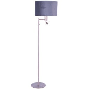 Moderne vloerlamp met velours kap midden grijs 40 cm