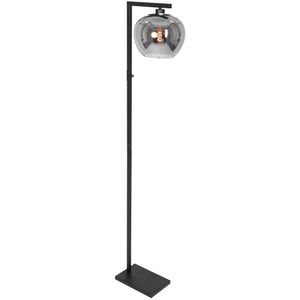 Vloerlamp Stang | 1 lichts | E27 | smoke glas & zwart