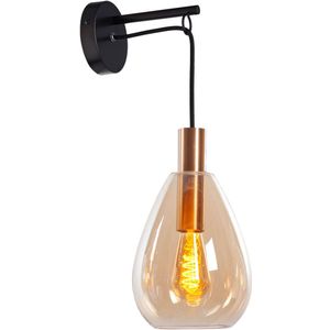 Chique glazen wandlamp Dorato | 1 lichts | amber glas | hangend glas