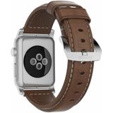 Nomad traditioneel leren bandje Apple Watch 42 / 44 mm bruin / zilver