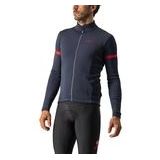 Fietsshirt Castelli Men Fondo 2 Jersey Fz Savile Blue Red Reflex-XXL