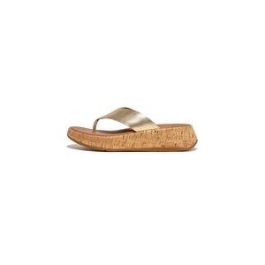 FitFlop Women F-Mode Leather Cork Flatform Platino-Schoenmaat 36