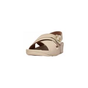 FitFlop Women Lulu Crystal-Buckle Leather Back-Strap Stone Beige-Schoenmaat 42