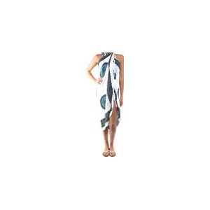 Sarong Pure Kenya White Aqua Blue Black