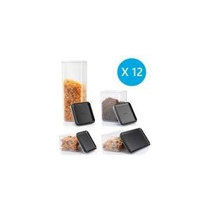 Bodum Canteen Opbergpotten Set - 12 Stuks, Zwarte Deksel Bodum Canteen Opbergpotten Set - 12 Stuks, Zwarte Deksel