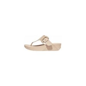 FitFlop Women Lulu Covered-Buckle Raw-Edge Leather Toe-Thongs Stone Beige-Schoenmaat 41