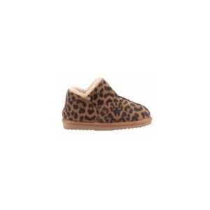 Warmbat - Willow Panther Print - Pantoffel - Chestnut - Suède met Merinowol