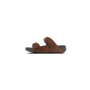 FitFlop Men Gogh Moc Slide In Leather Dark Tan-Schoenmaat 46