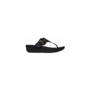 FitFlop Women Lulu Resin-Buckle Leather Toe-Post Sandals All Black-Schoenmaat 38