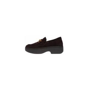 FitFlop Women F-Luma Chunky Snaffle Suede Demi-Wedge Loafers Chocolate Brown-Schoenmaat 37