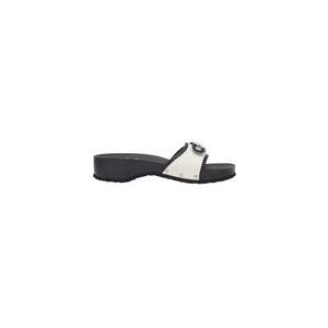 Scholl - Pescura Heel - Slipper - Wit Zwart - Canvas Kurk