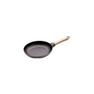 Staub Koekenpan Zwart 24 cm - Geëmailleerd Gietijzer - Inclusief Houten Handvat - Geschikt voor Oven, Diepvries en Inductie