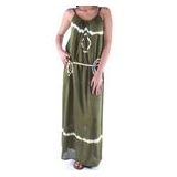 Strandjurkje Pure Kenya Batik Long Dress Army Green-S / M