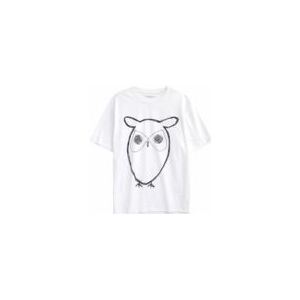 T-Shirt KnowledgeCotton Apparel Men Regular Big Owl Front Print Wit-M