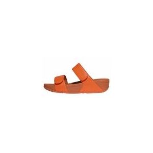 FitFlop - Lulu Adjustable Leather Slides - Slipper - Satsuma - Leer, Microwobbleboard-tussenzool