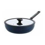 BK - Enjoy - Wokpan - Donkerblauw - 28 cm - Keramische Antikleeflaag Met Deksel