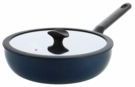 BK - Enjoy - Wokpan - Donkerblauw - 28 cm - Keramische Antikleeflaag Met Deksel