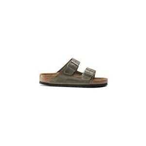 Slipper Birkenstock Women Arizona Soft Footbed Oiled Leather Faded Khaki Regular-Schoenmaat 37