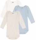 Rompertje Petit Bateau 3 Bodies Us Ml Multi Blauw Beige (Set van 3)-Maat 67 - 6 maanden
