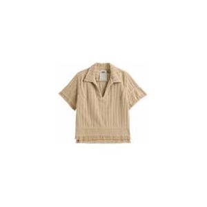 Oas - Tops - Dames - Beige - Katoen - V-Hals Shirt