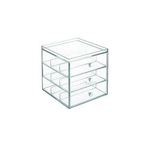 Opbergbox iDesign Drawers met 3 Laden voor Make-up Transparant (17,8 x 16,5 x 17,8 cm)