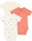 Rompertje Petit Bateau 3 Bodies Naiss Mc Oranje (Set van 3)-Maat 54 - 1 maand