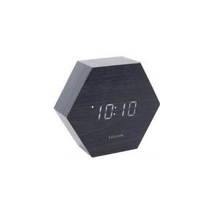 Wekker Karlsson Hexagon Black Veneer White Led 13 X 11 cm