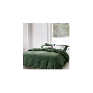 Yumeko overtrekset velvet flanel moss groen 240x220 + 2/60x70 - Biologisch & ecologisch