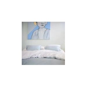 Dekbedovertrek Yumeko Double Face White/Blue Satijn-200 x 200 / 220 cm | 2-Persoons