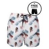 Zwembroek Muchachomalo Tiger Flower Men White Print-S