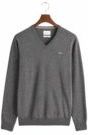 GANT - Superfine Lambswool V-Neck - Gebreide Trui - Charcoal Melange