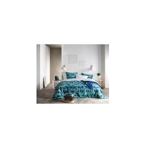 De Witte Lietaer Dekbedovertrek Checkered Sea Green - Eenpersoons - 140 x 200/220 - Katoen Perkal