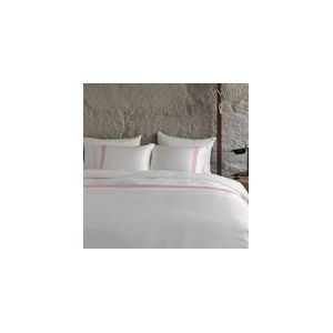 Dekbedovertrek Dommelin Listra Wit-Lichtroze Satijn-200 x 200 / 220 cm | 2-Persoons