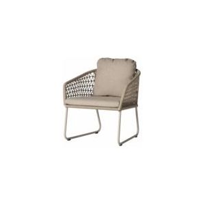 Yoi - Bara Low Dining - Tuinstoel - Flax Beige - Aluminium - Handgevlochten