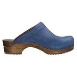 Sanita - Wood-Chrissy Muiltjes - Blauw - Leer
