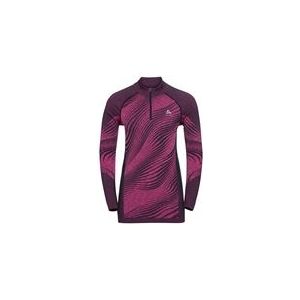 Ondershirt Odlo Women BL Top Turtle Neck LS Half Zip Blackcom Festival Fuchsia Space Dye-XS