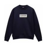 Napapijri - Box Logo Crew - Trui - Blu Marine - Katoen - Siliconen Merkpatch