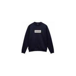 Napapijri - Box Logo Crew - Trui - Blu Marine - Katoen - Siliconen Merkpatch