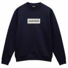 Napapijri - Box Logo Crew - Trui - Blu Marine - Katoen - Siliconen Merkpatch