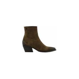 Lazamani - 85632 - Enkellaars - Khaki - Suède - Blokhak 4 cm