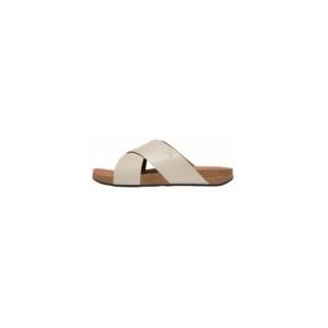 FitFlop Men iQushion Leather Cross Slides Clay Grey-Schoenmaat 45