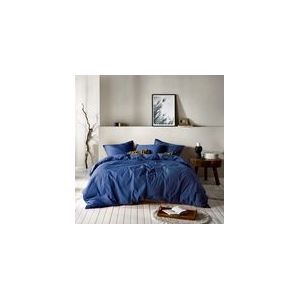 Moodit Dekbedovertrek Basil Navy Bleu - Eenpersoons - 140 x 220 cm - Katoen